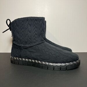Womens MUK LUKS Flexi Hoboken Knit Dark Grey Memory Foam Ankle Boots / Size 7.5